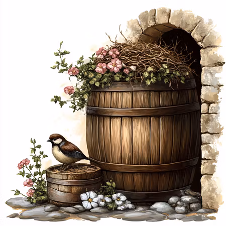 Korsstygn - Fågeln vid tunnan (Beställningsvara)