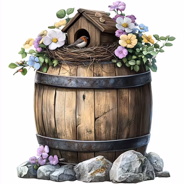 Korsstygn - Fågelboets frid 20x20cm