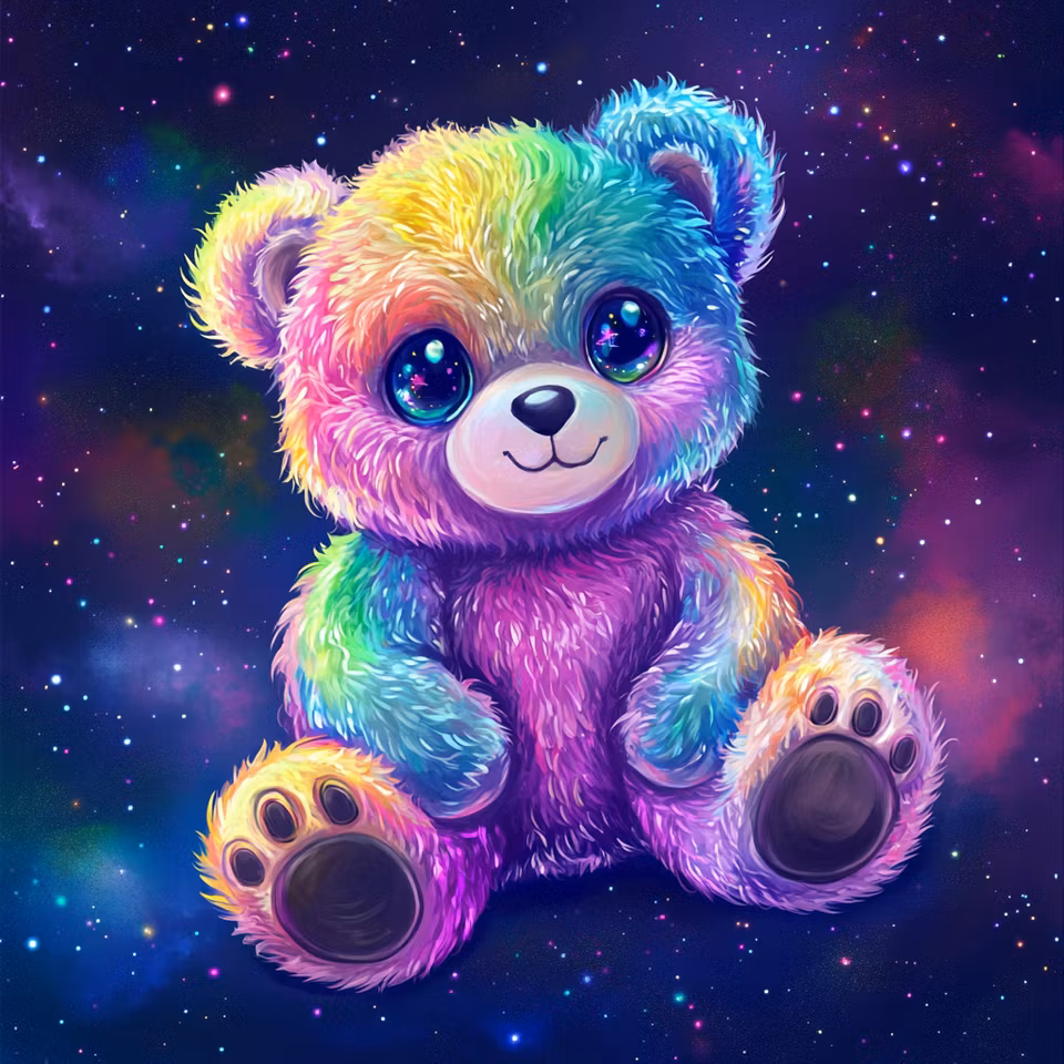 Diamond Painting, nalle i regnbågens färger