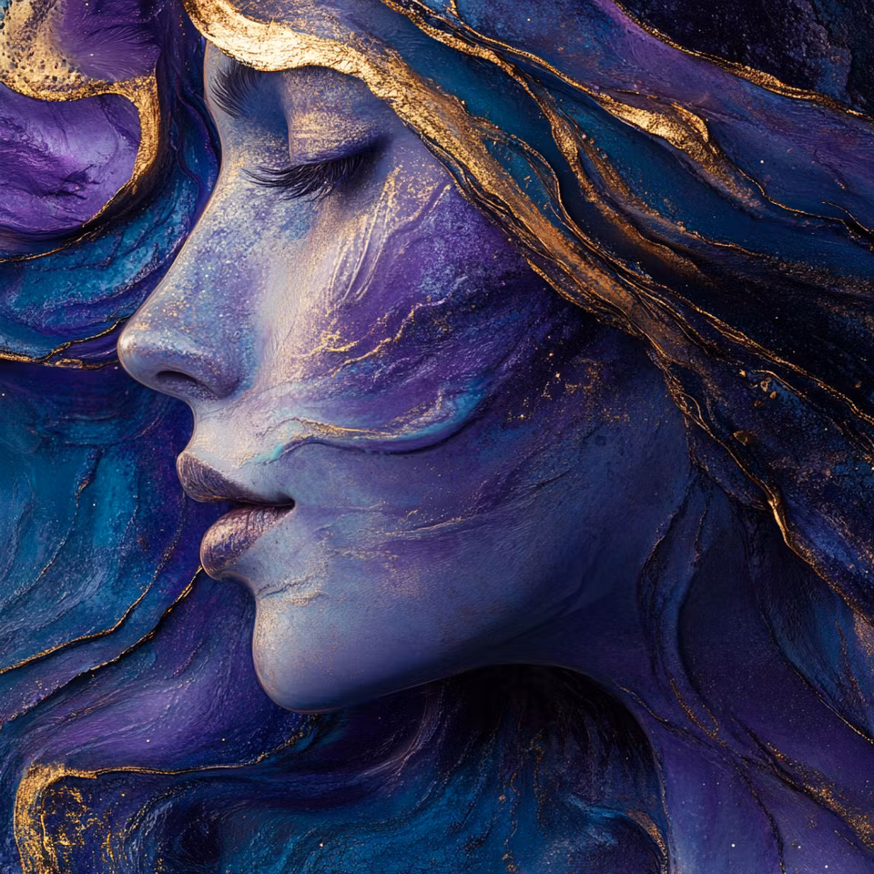 diamond painting, kvinna i flödande liv