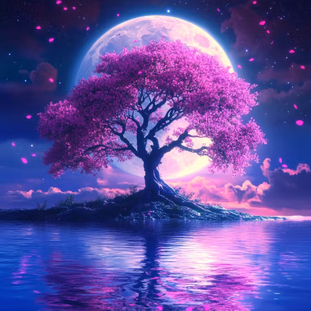 Diamond Painting Akryl - Rosa drömträd