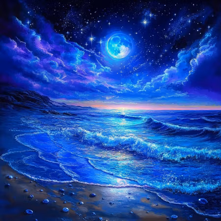 Diamond Painting Akryl - Månhavets sång