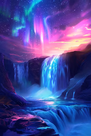 Diamond Painting Akryl - Norrskenets magiska vattenfall