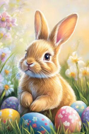 Diamond Painting Akryl - Påskkaninens färgglada äventyr