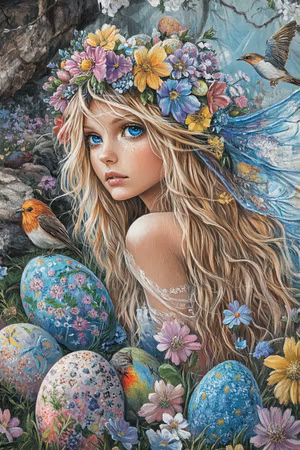 Diamond Painting Akryl - Blomsterälvan och påskens hemlighet