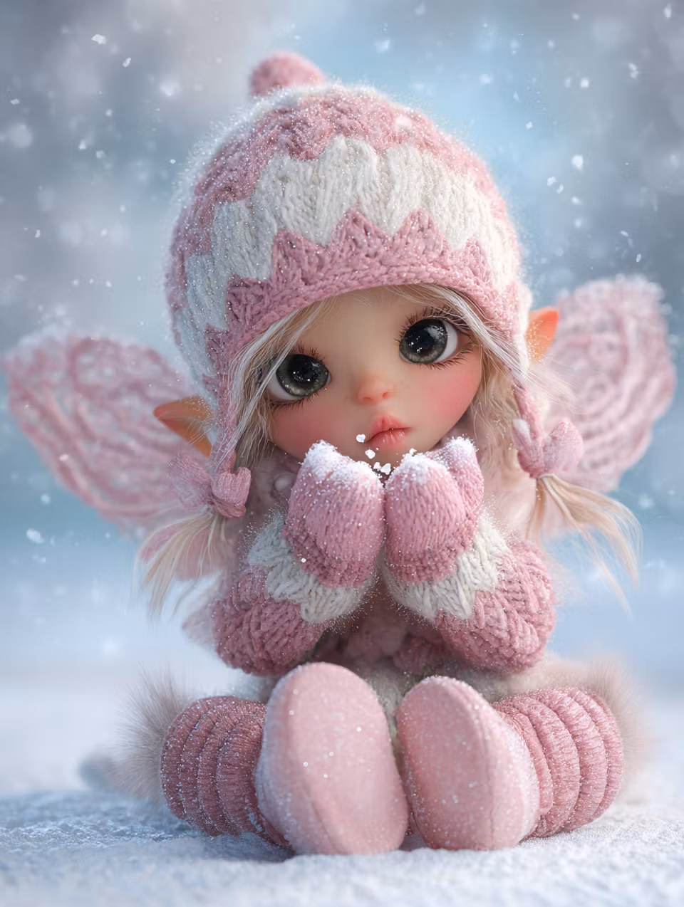 Paint by number - Lilla vinterälvan i rosa (Beställningsvara)