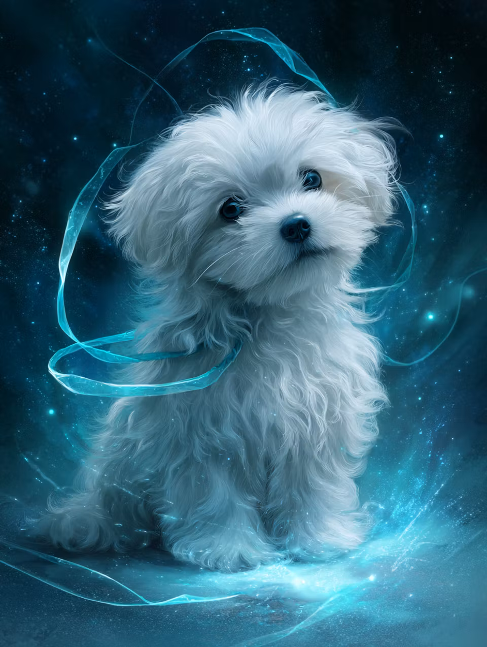 Diamond Painting - Drömlik valp i stjärnljus (Beställningsvara)