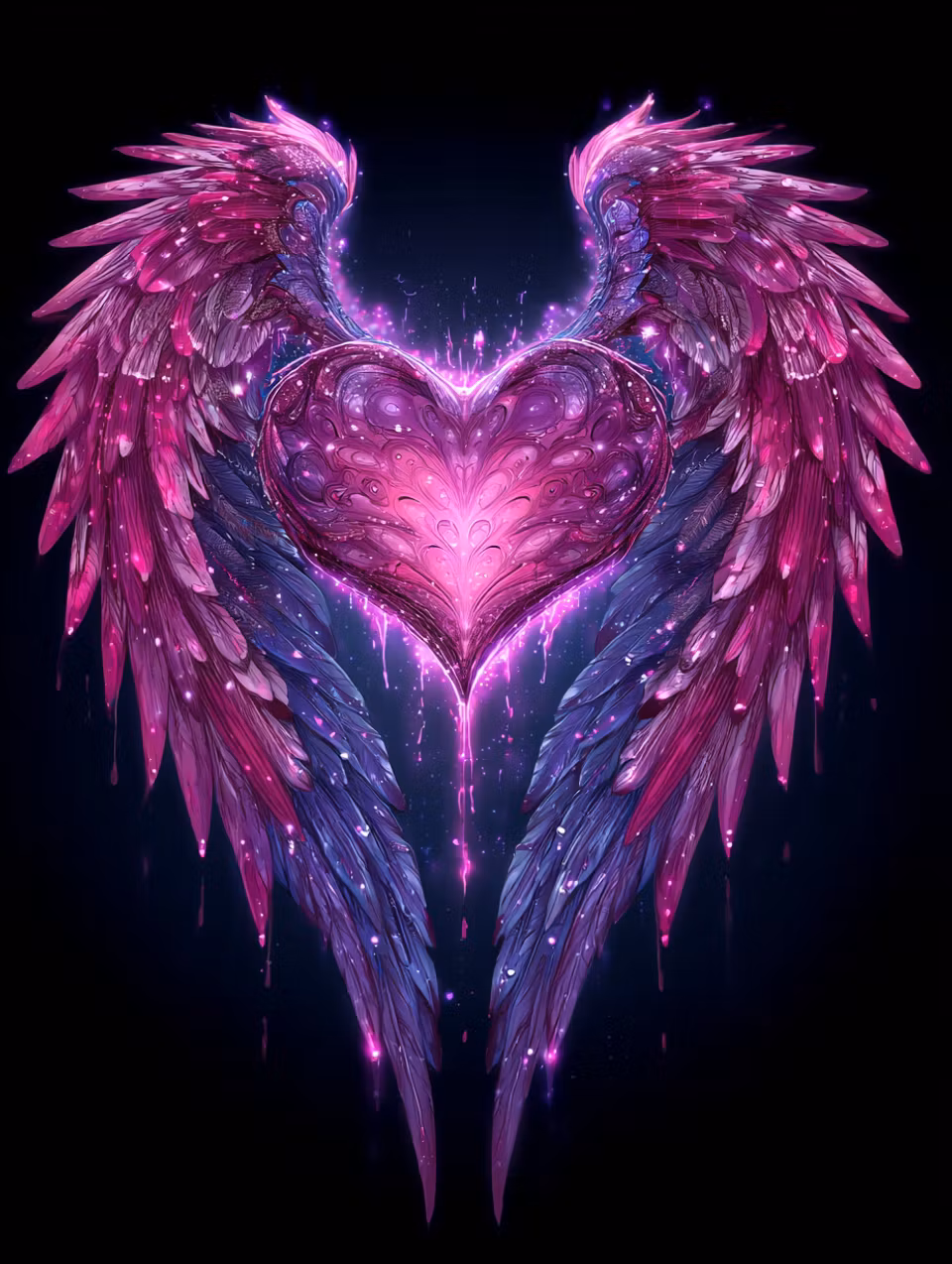 Diamond Painting - Glödande hjärta med änglavingar (Beställningsvara)