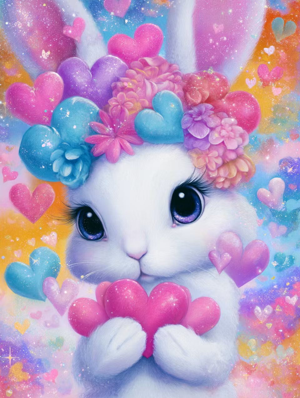 Paint by number - Kärlekskaninen i regnbågsdröm (Beställningsvara)