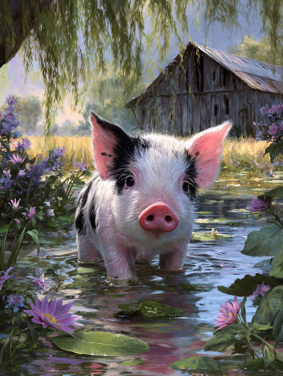 Paint by number - Lilla grisen i sommaridyll (Beställningsvara)