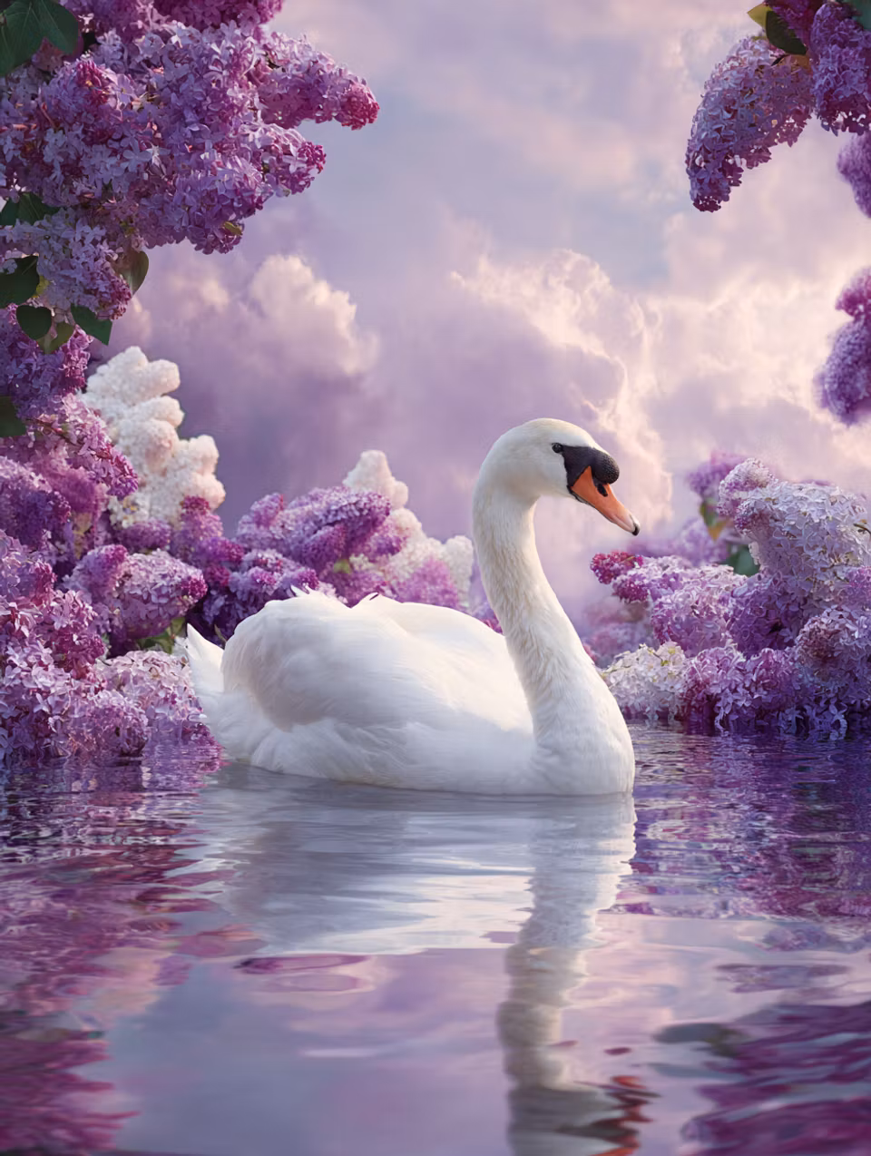 Diamond Painting - Svanen i blomstrande dröm (Beställningsvara)