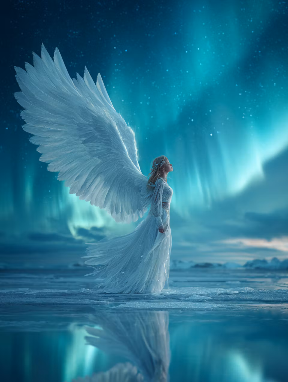 Korsstygn - Ängeln under norrskenets ljus (Beställningsvara)