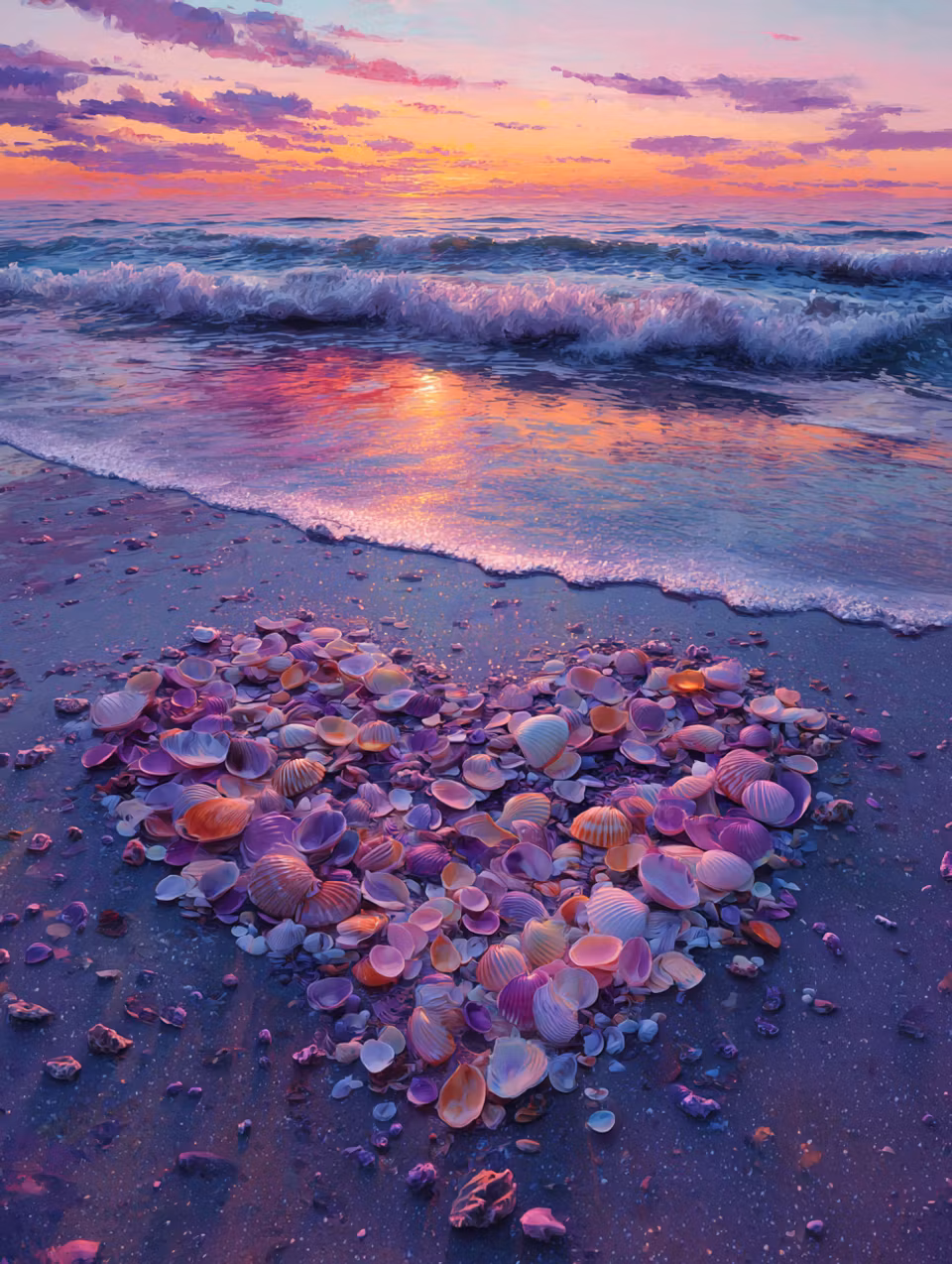 Diamond Painting - Kärlekens spår i solnedgången (Beställningsvara)