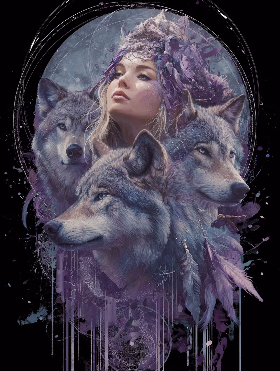 Diamond Painting - Själens väktare – vargarnas kraft (Beställningsvara)