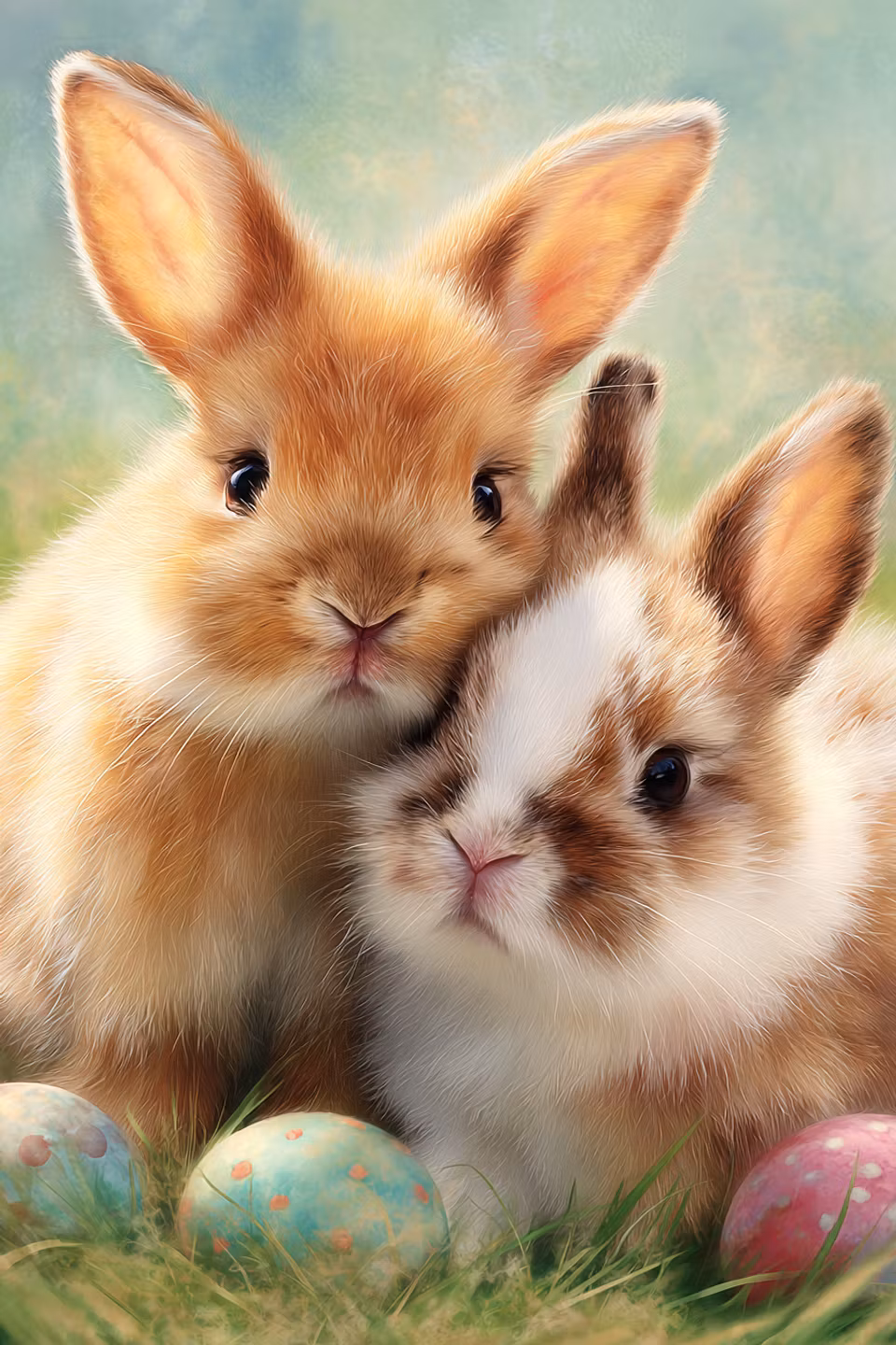 Diamond Painting Akryl - Vårmys med små kaniner