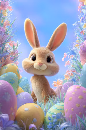 Diamond Painting Akryl - Vårkanin i pastellparadis