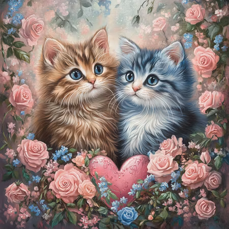 Diamond Painting Polyester - Kärlek i blomsterdröm