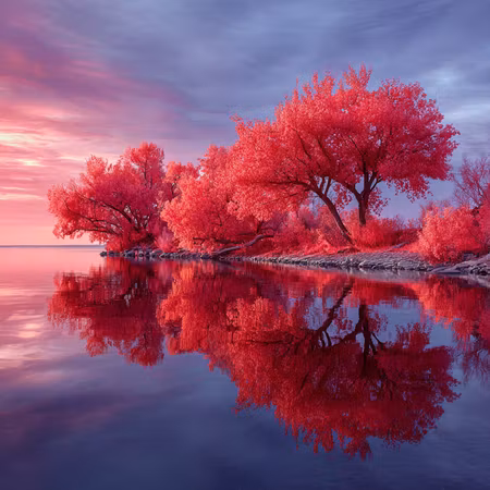 Diamond Painting Polyester - Eldröd spegling