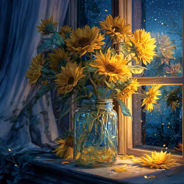 Diamond Painting Polyester - Solrosdröm