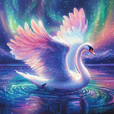 Diamond Painting Polyester - Norrskenets svan