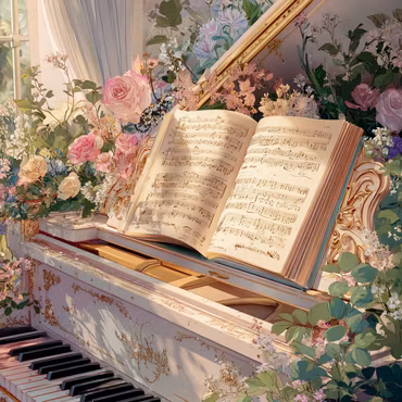 Diamond Painting Polyester - Musikens blomsterdröm