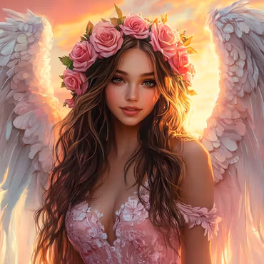 Diamond Painting Polyester - Rosornas ängel