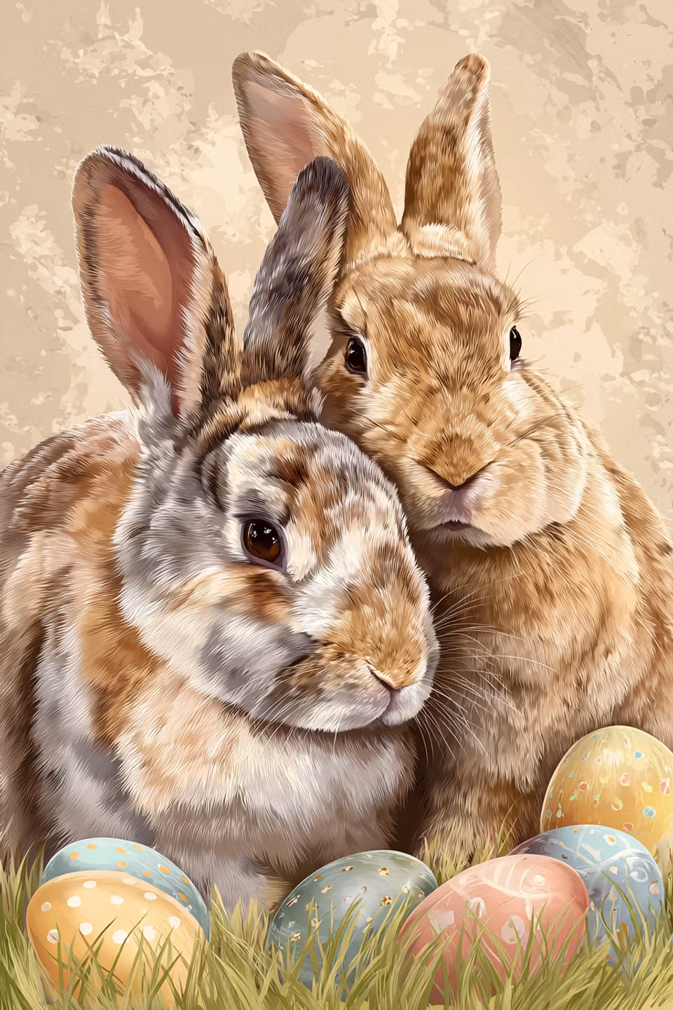 Diamond Painting Polyester - Vårens lilla påskkanin