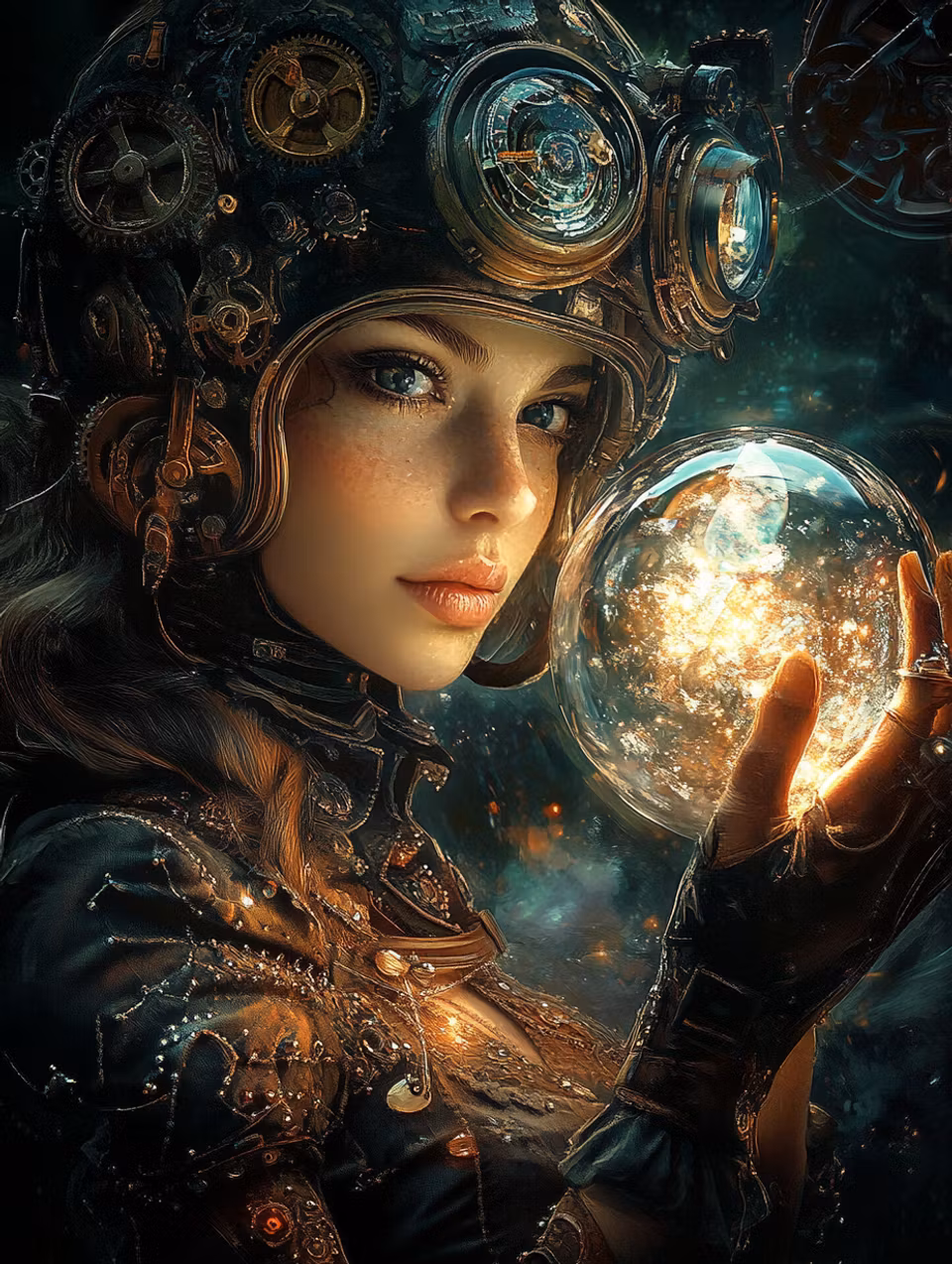 Diamond Painting - Steampunkdrömmaren med Kristallklotet (Beställningsvara)