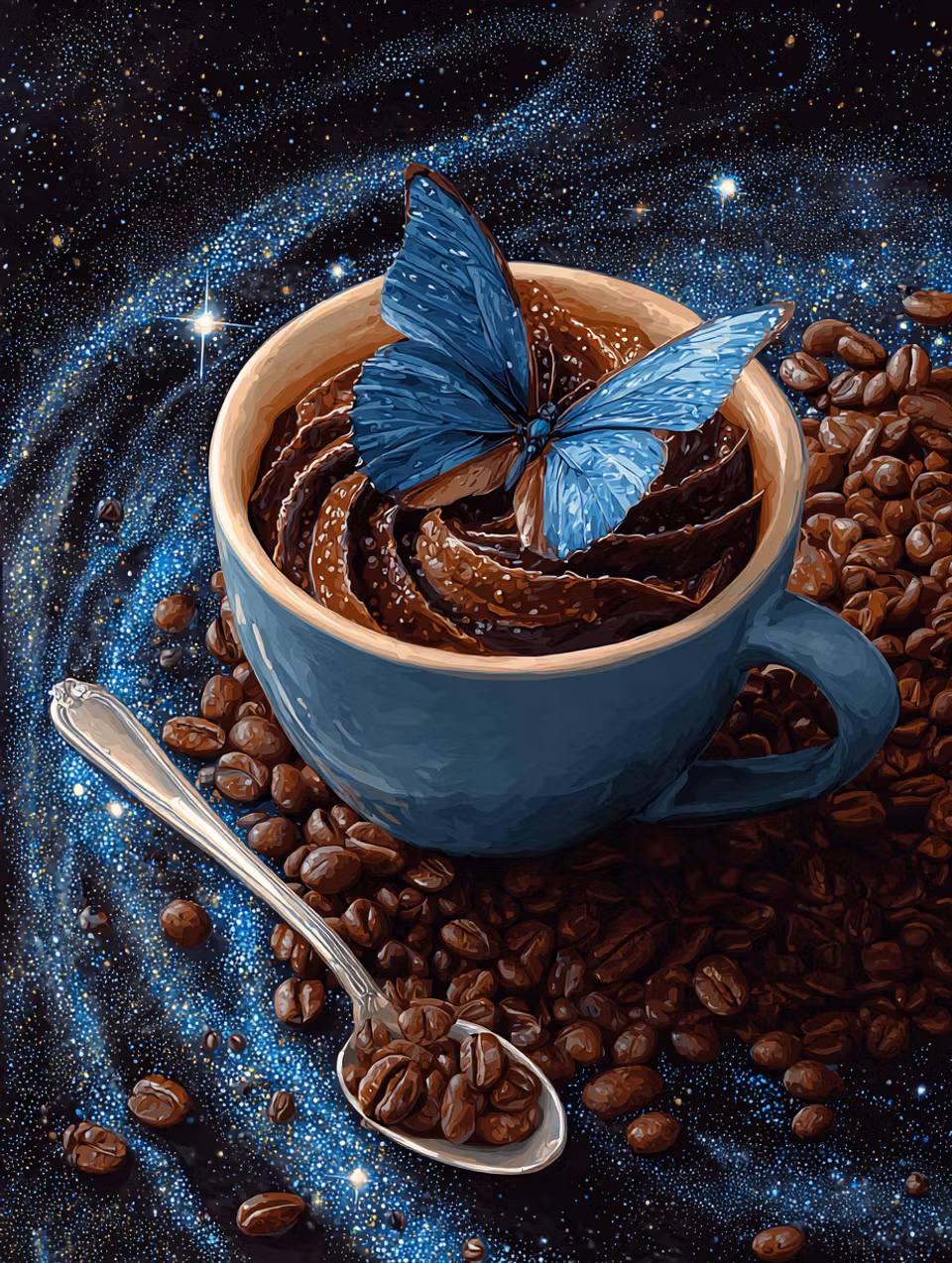 Paint by number - Fjärilskaffe i Galaxskimmer (Beställningsvara)