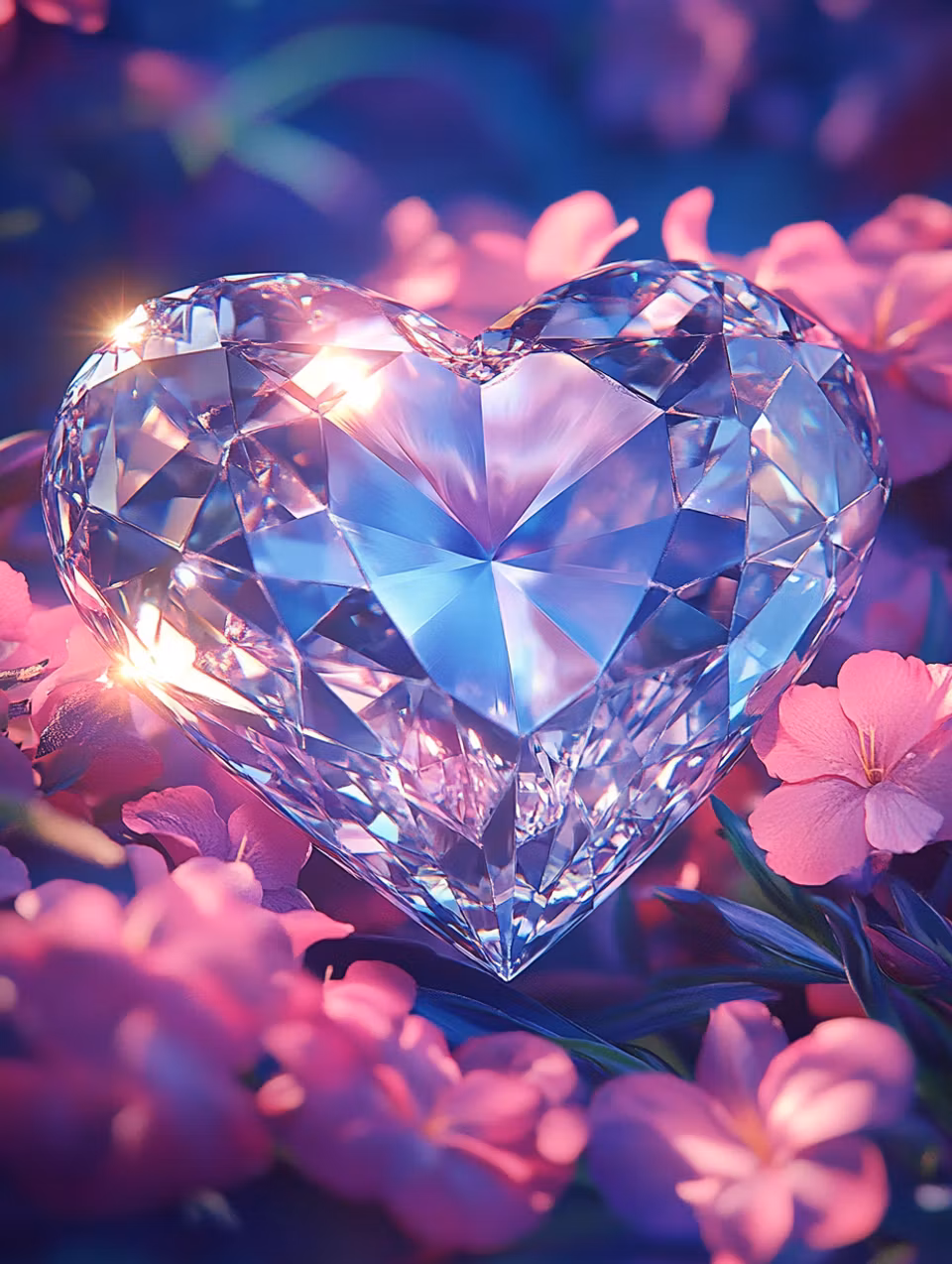 Korsstygn - Kristallhjärta i Rosa Blomsterljus (Beställningsvara)