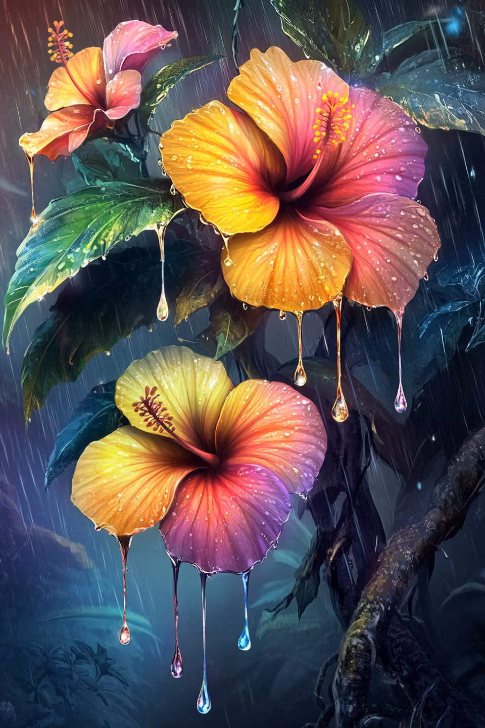 Diamond Painting - Regnhibiskus i Färgskimmer (Beställningsvara)