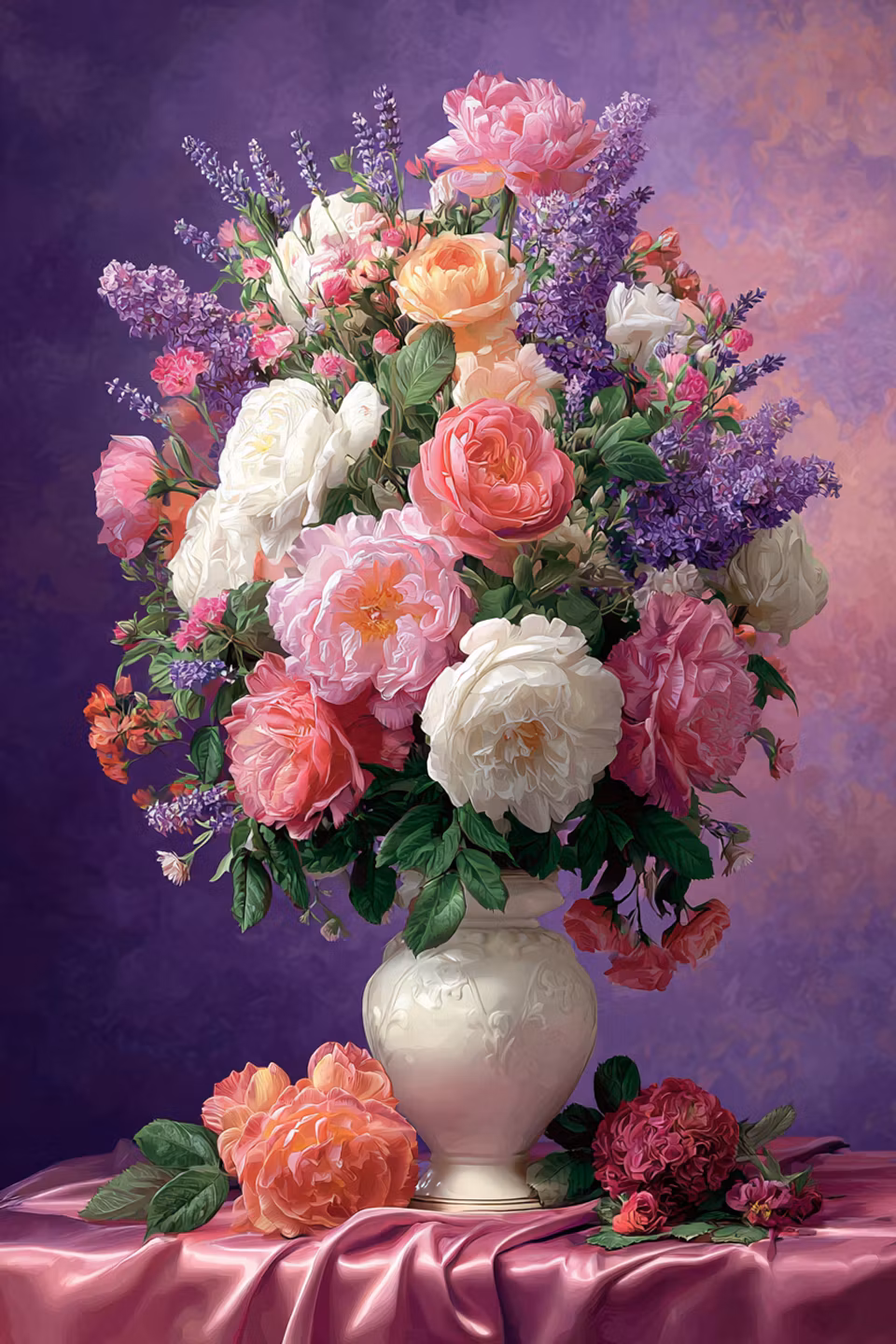 Paint by number - Rosor och Lavendel i Lila Skimmer (Beställningsvara)