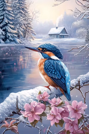 Diamond Painting - Kungsfiskare vid Vinterviken (Beställningsvara)