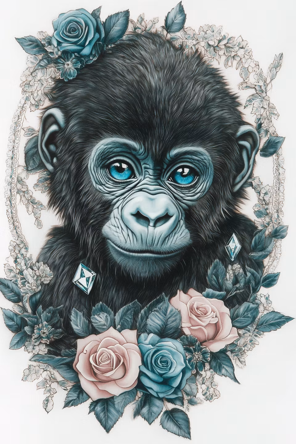 Diamond Painting - Gorillabarnets Blå Blick (Beställningsvara)