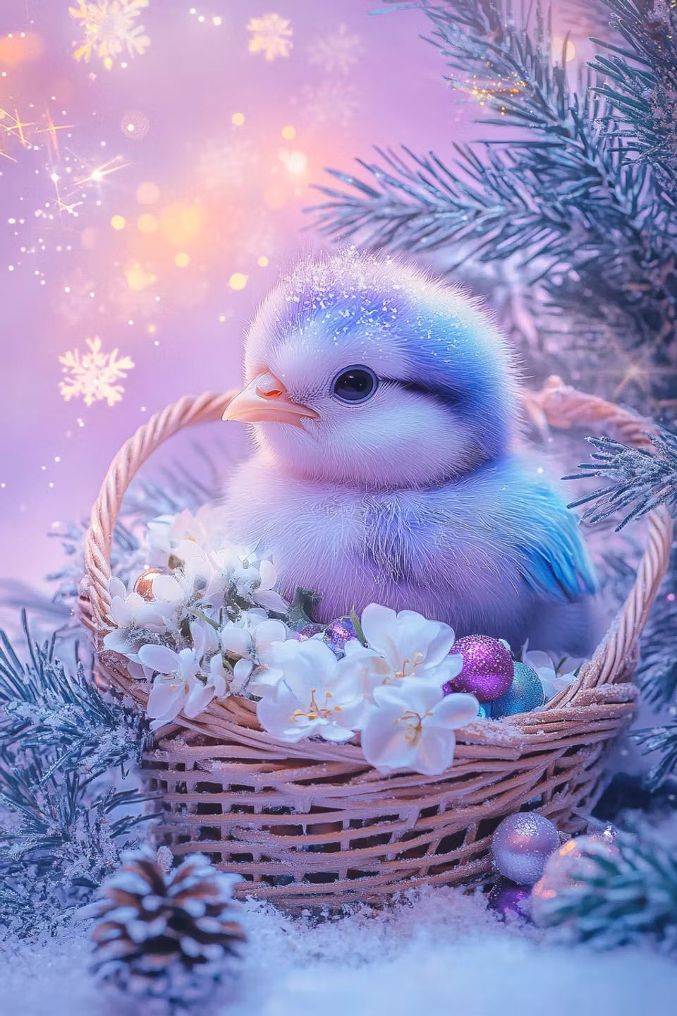 Diamond Painting - Frostkycklingen i Vinterkorgen (Beställningsvara)