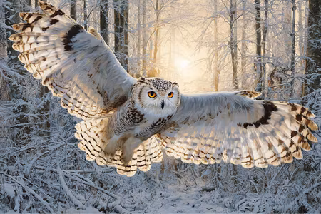 Diamond Painting - Snöugglans Vinterflykt (Beställningsvara)