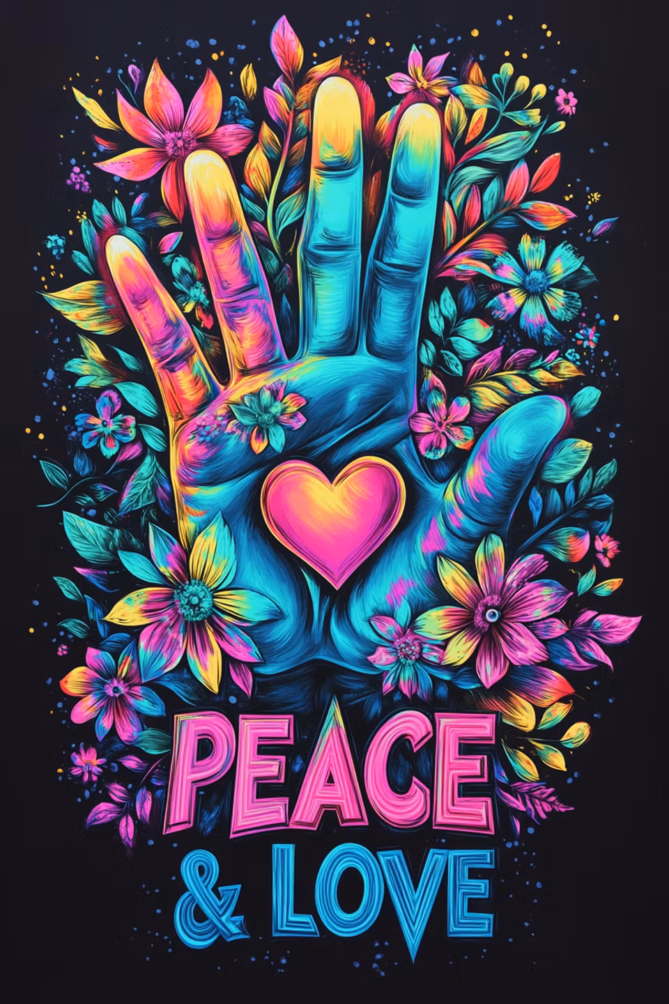 Paint by number - Peace & Love i Blomsterfärg (Beställningsvara)