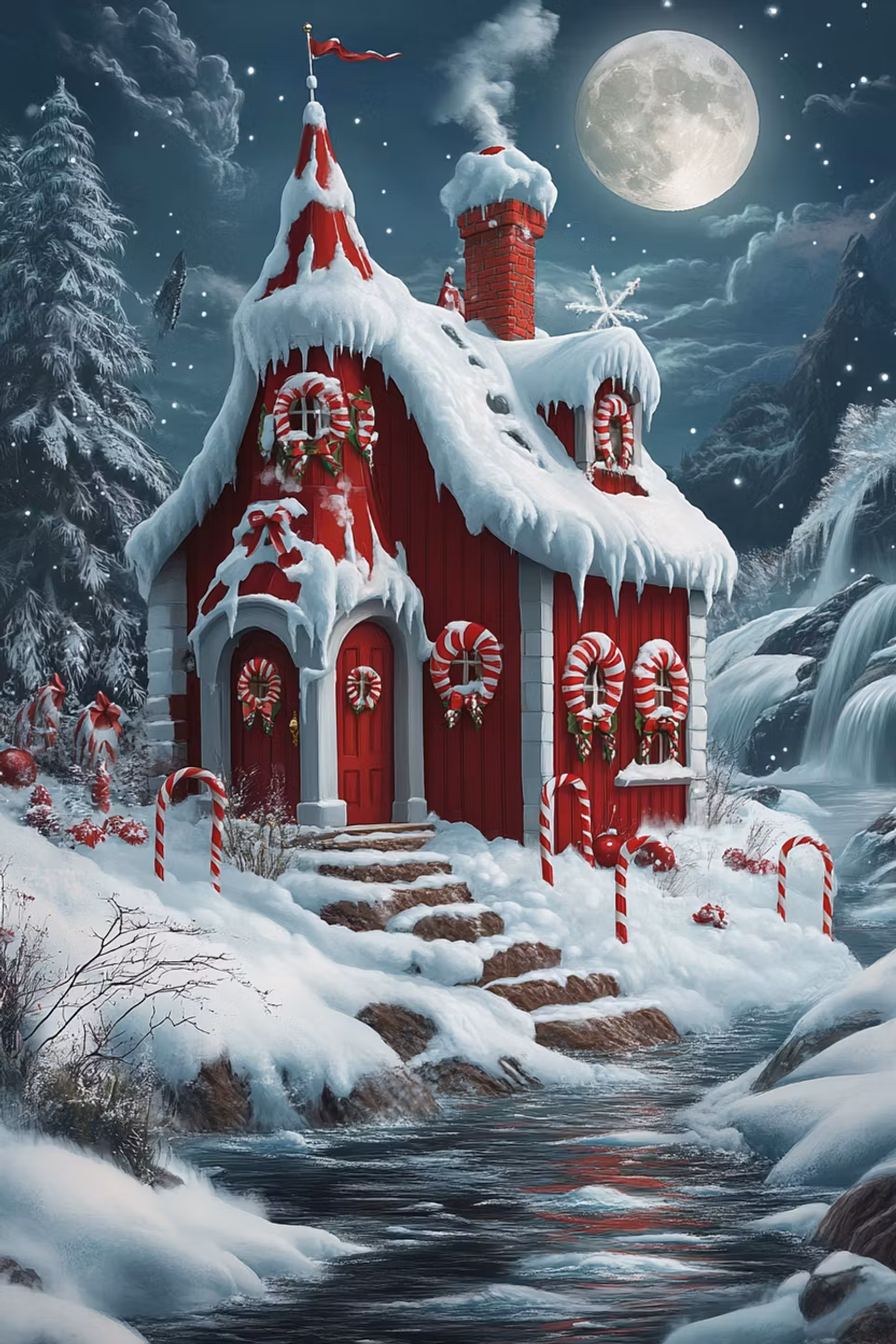 Diamond Painting - Polkagrishuset vid Månbäcken (Beställningsvara)
