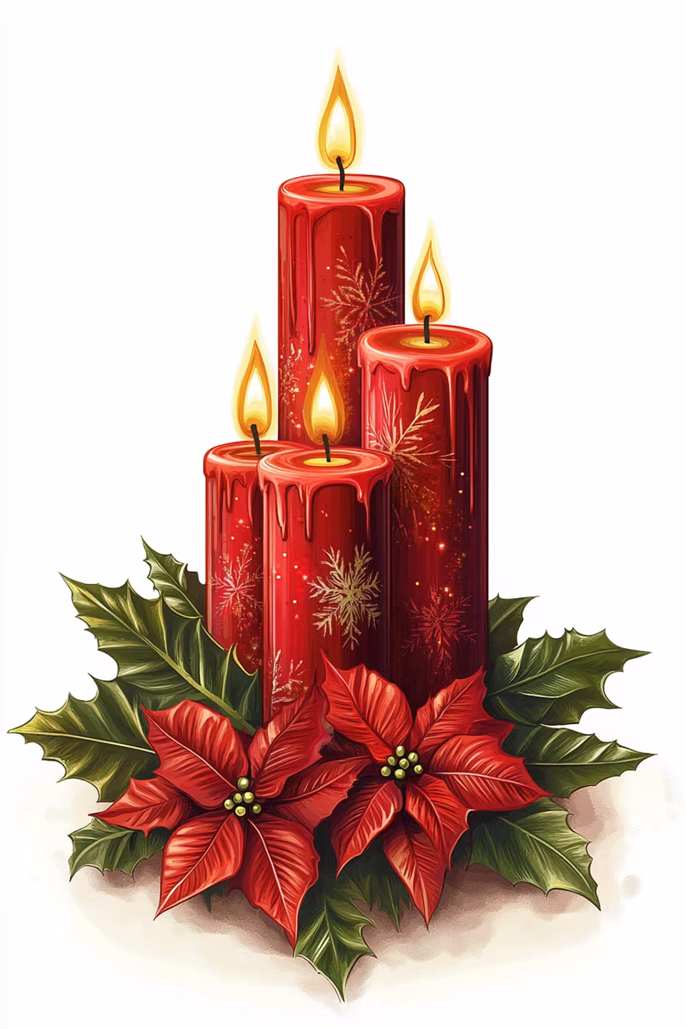 Korsstygn - Röda Julljus med Julstjärnor (Beställningsvara)