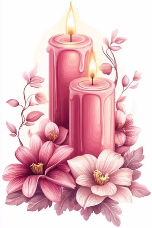 Diamond Painting - Rosa Ljus bland Blommande Liljor (Beställningsvara)