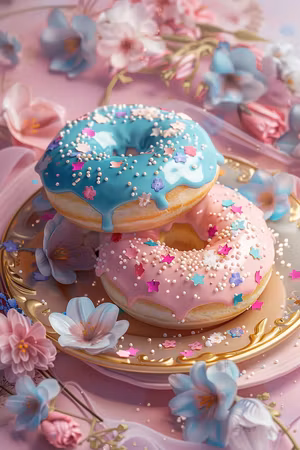 Diamond Painting - Blommiga Sockerdonuts (Beställningsvara)
