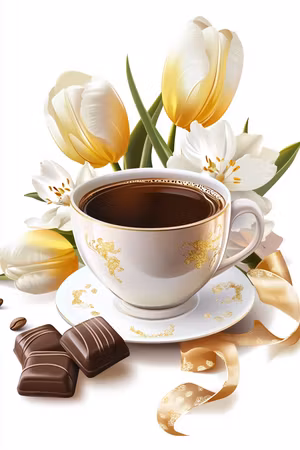 Paint by number - Tulpaner och Chokladkaffe (Beställningsvara)
