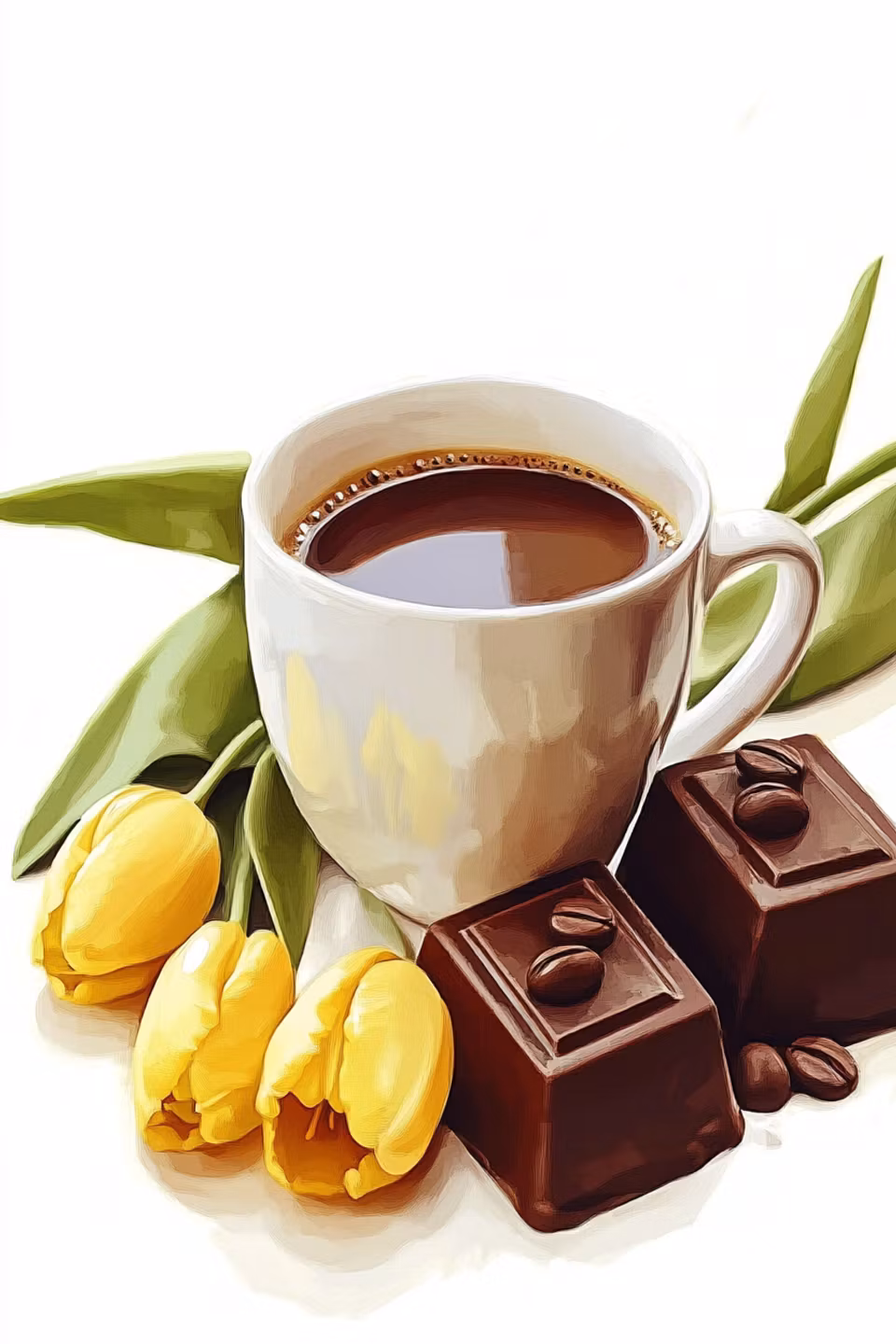 Paint by number - Kaffe och Gula Tulpaner (Beställningsvara)