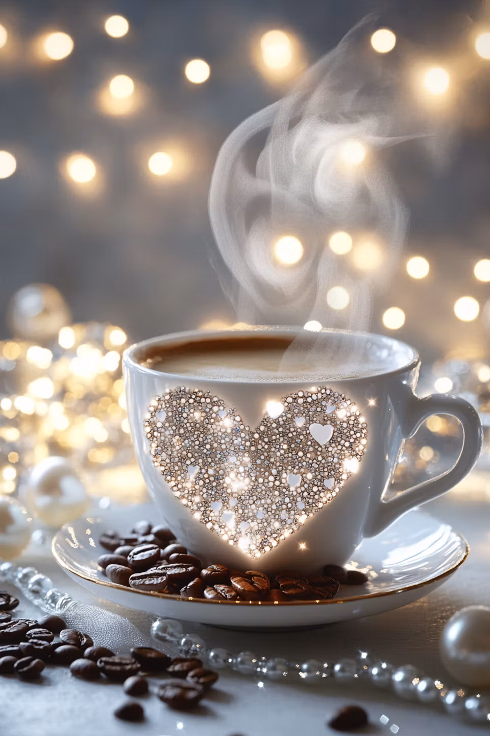 Diamond Painting - Glittrande Kaffehjärta (Beställningsvara)