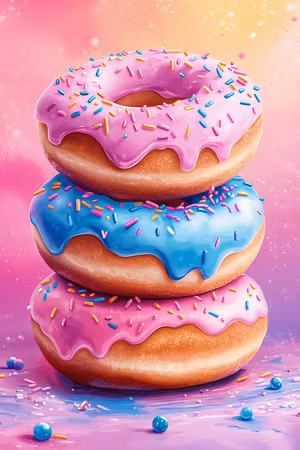 Diamond Painting - Färgglada Donuts med Strösselglädje (Beställningsvara)