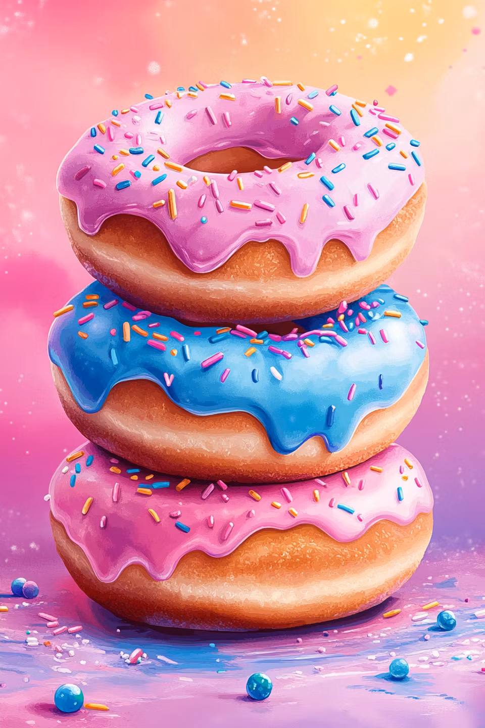 Korsstygn - Färgglada Donuts med Strösselglädje (Beställningsvara)