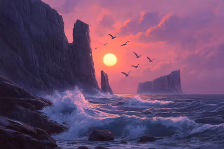 Paint by number - Rosa Skymning vid Klipphavet (Beställningsvara)