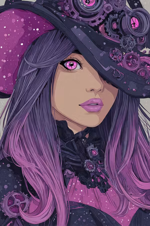 Diamond Painting - Steampunkhäxans Rosa Blick (Beställningsvara)