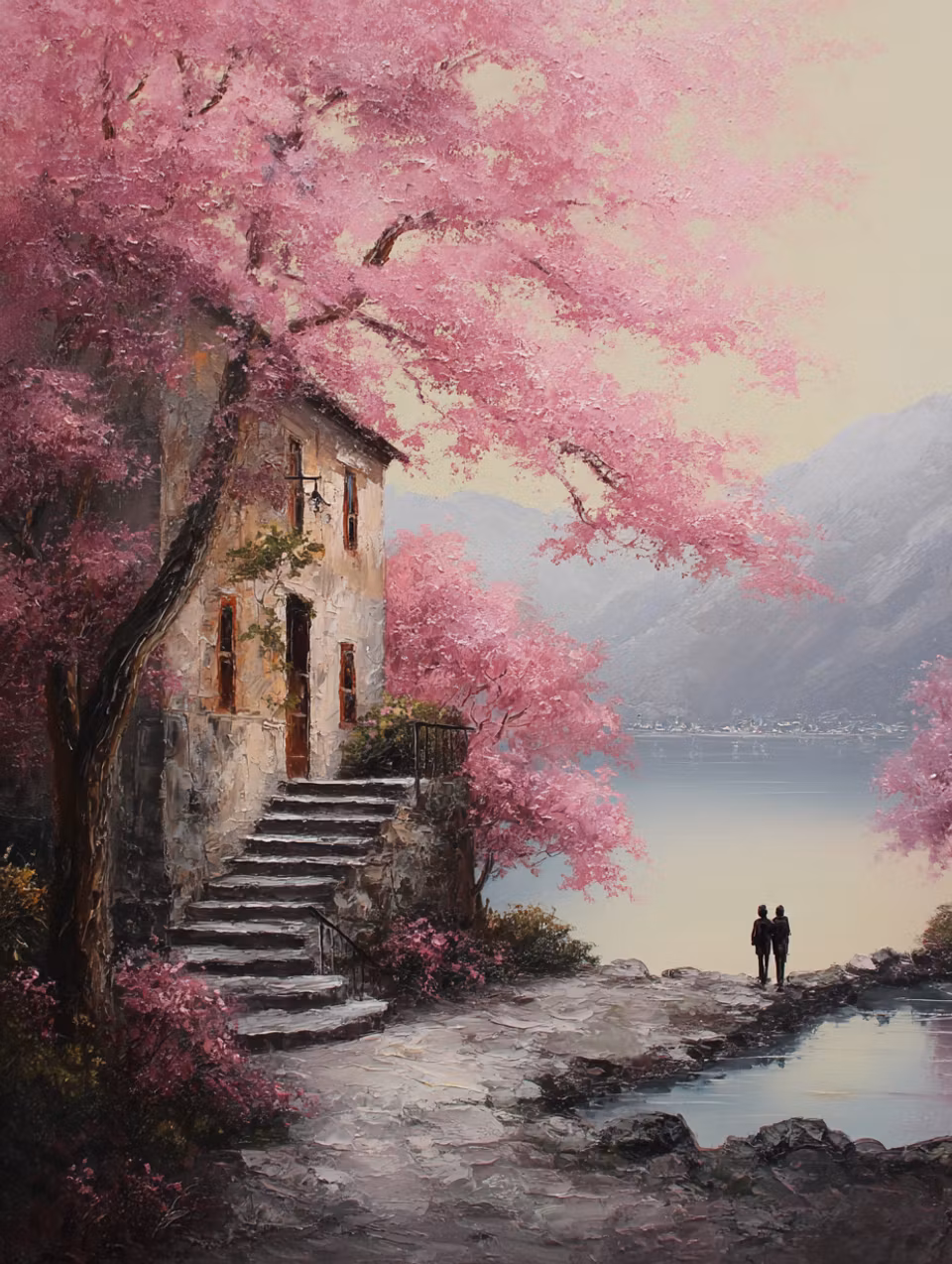 Paint by number - Huset under Rosa Blomsterhimmel (Beställningsvara)