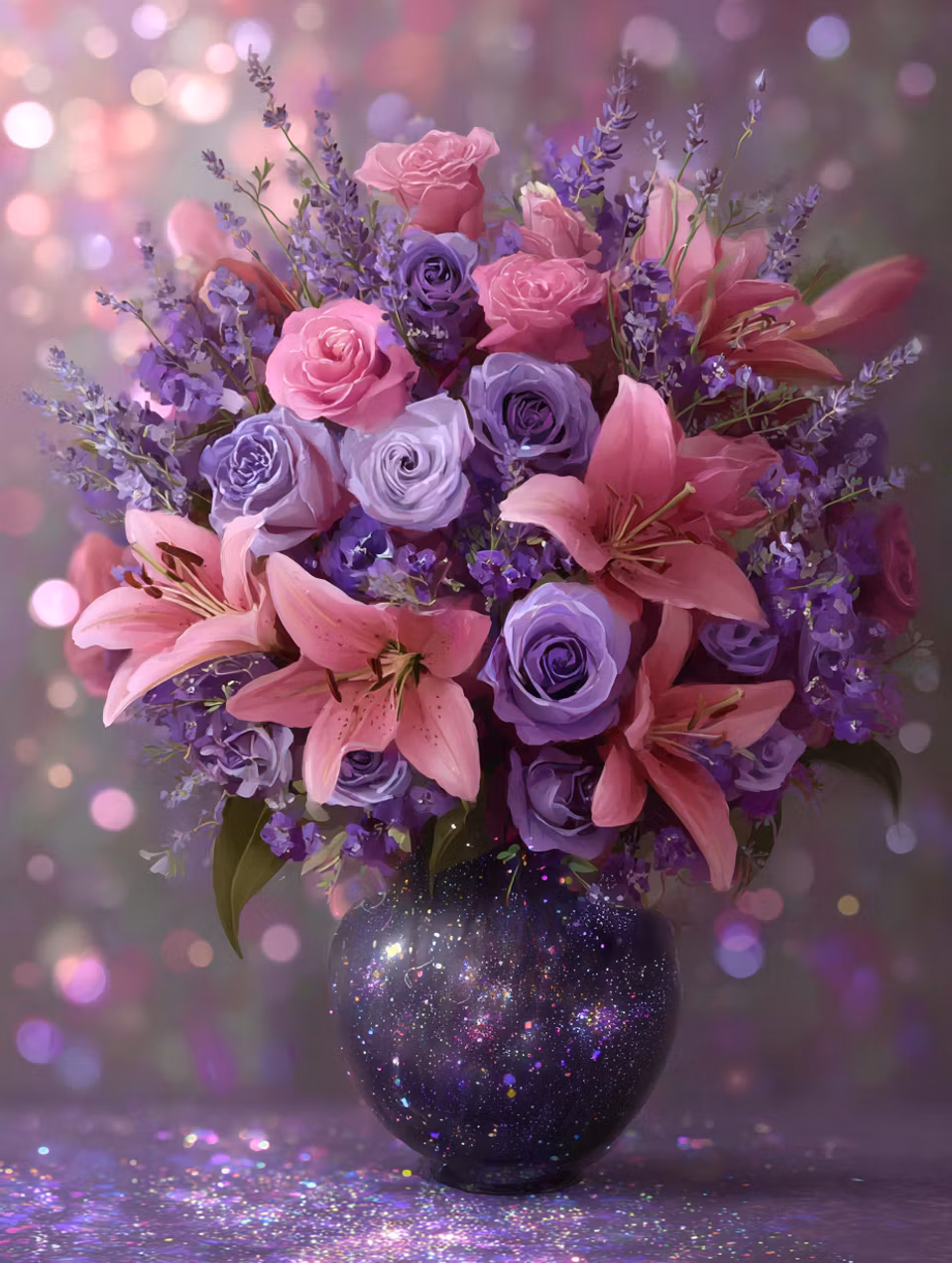 Paint by number - Glittrande Blomsterbukett (Beställningsvara)